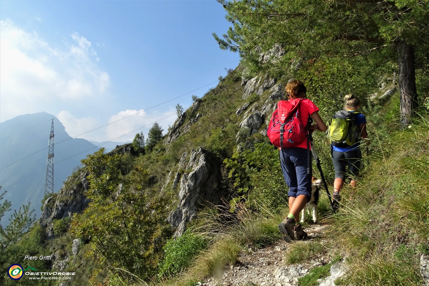 22 Il bosco si dirada e il sentiero sale in traverso l'erboso-roccioso versante ovest del Pizzo di Spino.JPG
